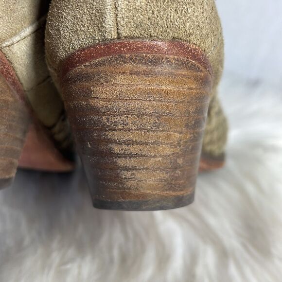 Free People Venture Soapstone Olive Distressed Suede Booties Sz 36/US 6 - Picture 11 of 12
